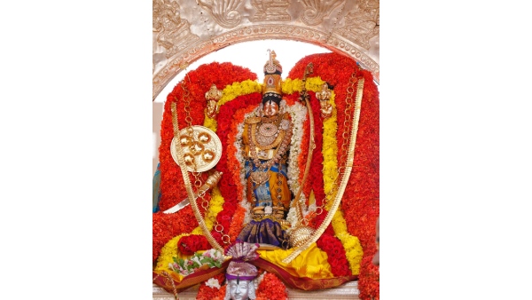 Sri Ramachandra Murty taking a celestial ride on Suryaprabha Vahanam in Tirupati