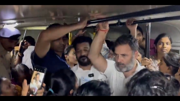 Rahul Gandhi and Revanth reddy tavels in tsrtc bus with women passengers