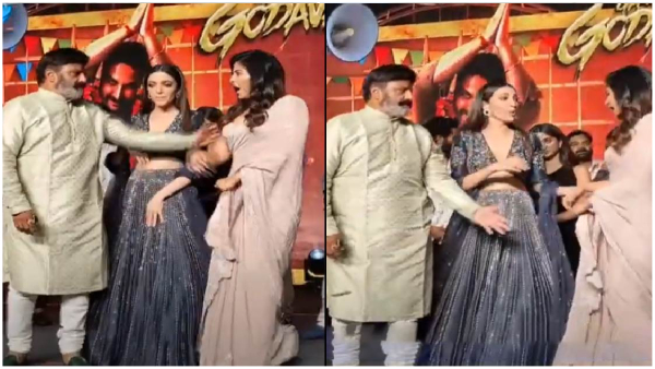 gangs of godavari pre release event nandamuri balakrishna behaved inappropriately with heroine anjali