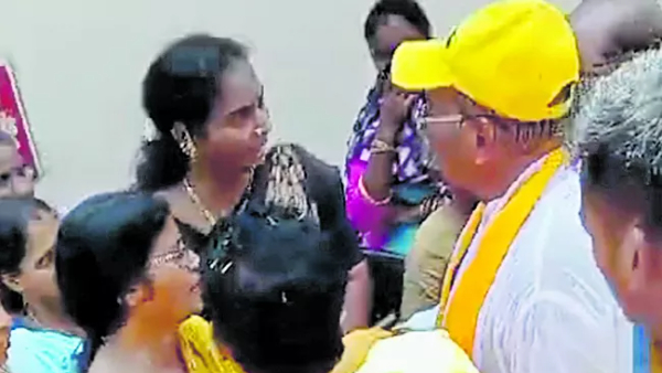 WOMEN FIRES ON TDP candidate Butchaiah Chowdary