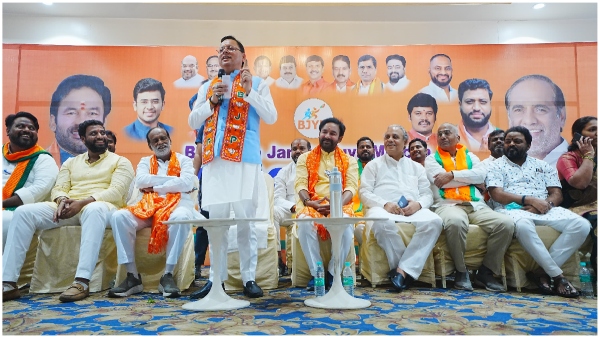 CM Pushkar singh dhami and kishan reddy slams congress and brs