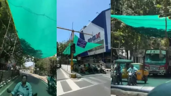 Cool idea in hot summer green nets At puducherry traffic signals request to revanth reddy too Cool idea in hot summer green nets At puducherry traffic signals request to revanth reddy too