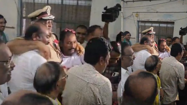 Supporters greets AB Venkateswara Rao after his retirement