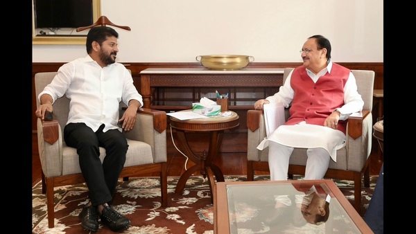 Telangana CM Revanth reddy meets union minister JP Nadda