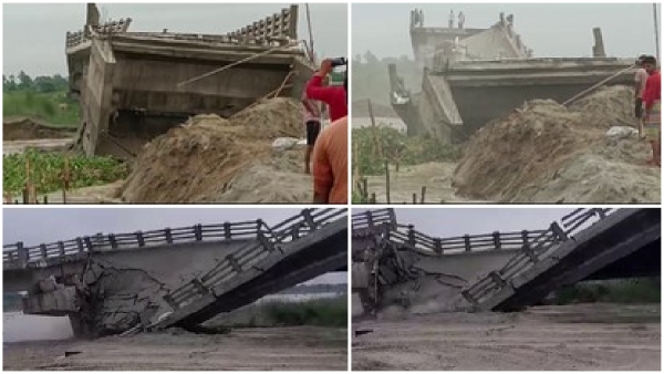 A bridge collapsed before opening in the state of Bihar