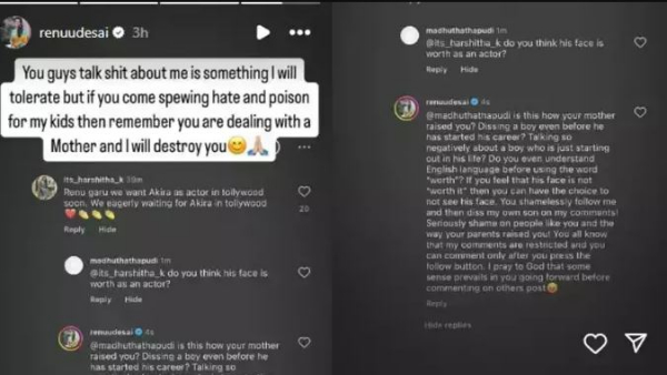 renu desai fires on netizen