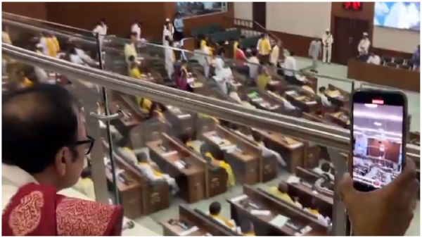 Janasena leader Nagababus Presence in Assembly Gallery Stirs Controversy Over Access regulations