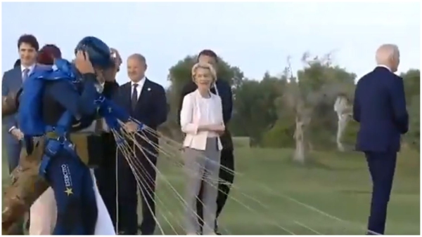 US President Joe Biden was captured on video appearing to wandering off in Italy US President Joe Biden was captured on video appearing to wandering off in Italy