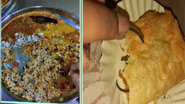 insects in food students protest in malla reddy university for quality food