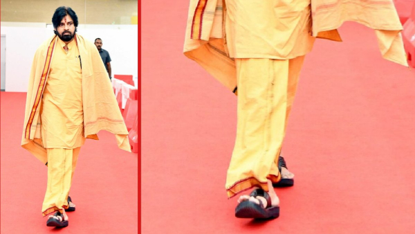 Controversy over minister Pawan Kalyan Varahi Deeksha wearing sandals