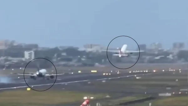 Looks Scary Indigo flight landing in mumbai airport at the same time and runway Air India plane also tak off