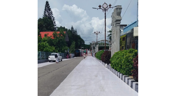 The white coolant were painted on the roads in Hill Shrine Tirumala