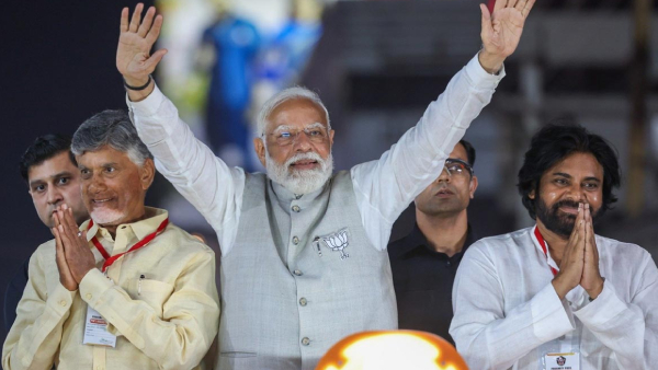 Modi Sets Sights on Telangana Targets GHMC Elections and Congress with Chandrababu and Pawan Kalyan support