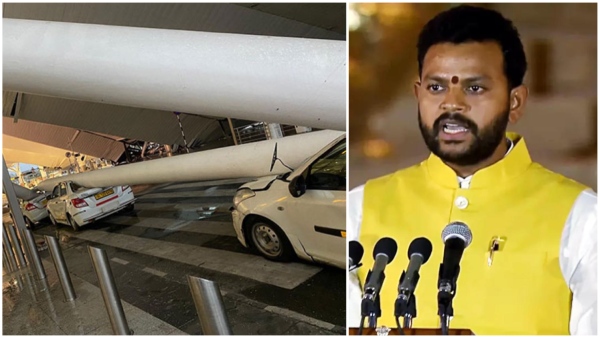 Several injured after a part of the IGI Airport terminal 1 roof was collapsed Several injured after a part of the IGI Airport terminal 1 roof was collapsed
