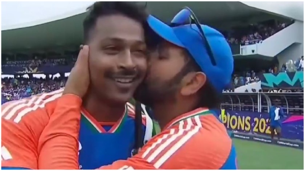 T20 World Cup 2024 Rohit Sharma Kisses Hardik Pandya