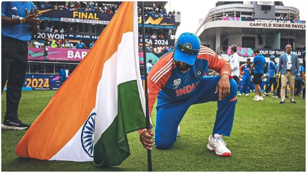 T20 World Cup 2024 Rohit Sharma hoisted tricolor flag in Barbados stadium