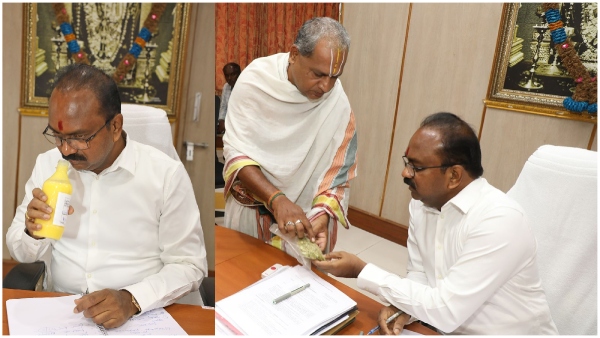 TTD EO Syamala Rao review on preparation of Laddu with Potu workers