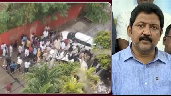 TDP Cadre halchal at Vallabhaneni Vamsi house at Vijayawada leads to tension