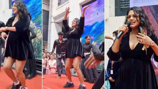 Amala Paul for wearing a short dress to an event at a college