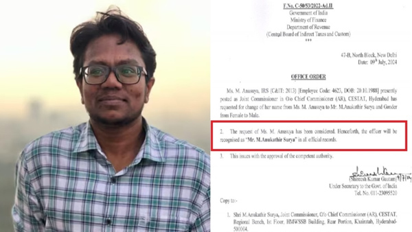 IRS officer Anukathir Anasuya has changed her name along with her gender