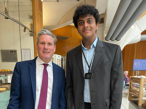 KTR son Himanshu Rao congratulates to UK s next PM Keir Starmer and shared a Photo with him