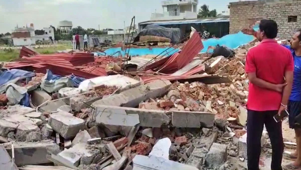 The shuttle indoor stadium in Peddireddy s own constituency was razed to the ground by unidentified persons