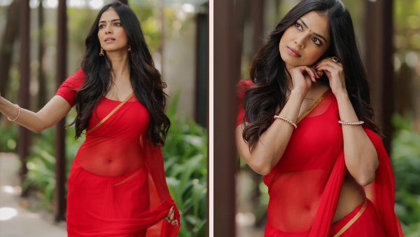 Malavika Mohanan stunning in red saree latest stills