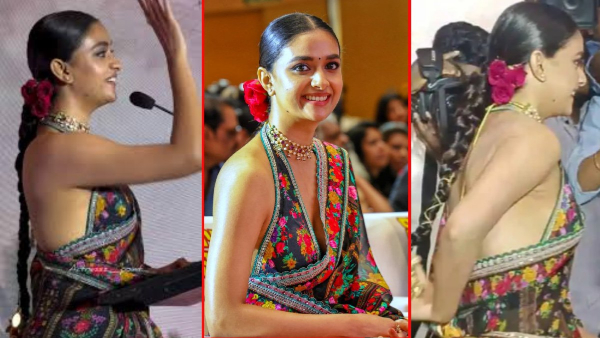 Keerthy Suresh blouseless saree photos goes viral