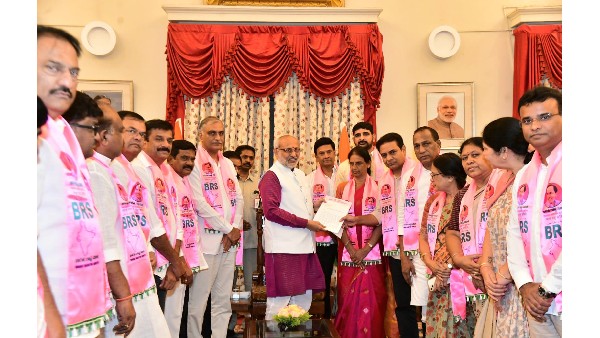 KTR and BRS Leaders Meet Governor CP Radhakrishnan for complaint on Revanth government