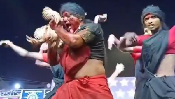 Anakapalli police have filed an fir against a dance performer for the killing of a hen