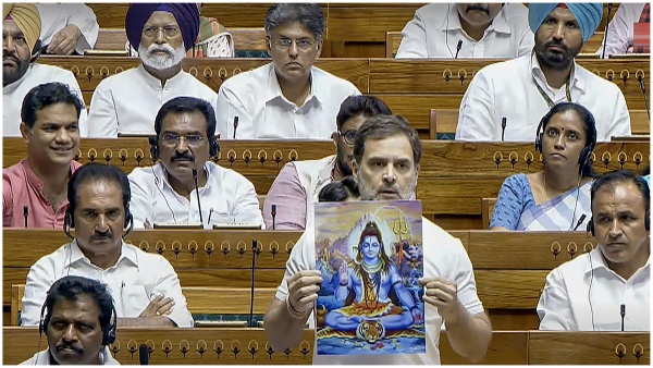 Speaker Om Birla opposes Rahul Gandhi showing Lord Shiva picture pm modi amit shah object speech