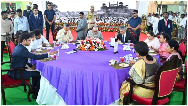 Chandrababu pawan kalyan ys sharmla attend ap governor at home programme but no ys jagan