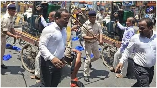 Bharat Bandh today Patna SDM mistakenly hit by a police during the lathi charge Bharat Bandh today Patna SDM mistakenly hit by a police during the lathi charge