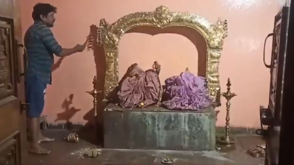 Tension prevails after vandalised the idol in Bhulakshmi Mata temple in Rakshapuram Hyderabad Tension prevails after vandalised the idol in Bhulakshmi Mata temple in Rakshapuram Hyderabad
