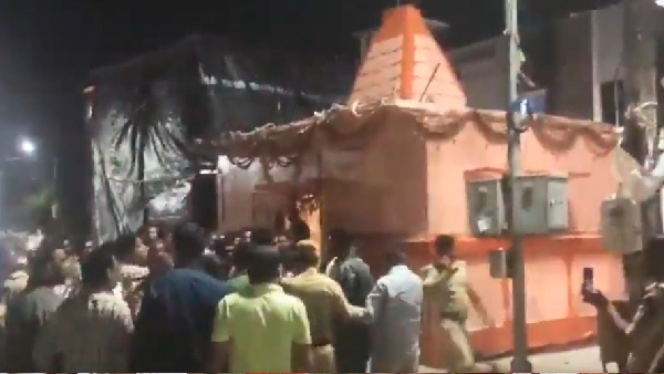 Tension prevails after vandalised the idol in Bhulakshmi Mata temple in Rakshapuram Hyderabad Tension prevails after vandalised the idol in Bhulakshmi Mata temple in Rakshapuram Hyderabad