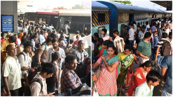 Due to consecutive holidays the rush of passengers continues at the railway and bus stations Due to consecutive holidays the rush of passengers continues at the railway and bus stations