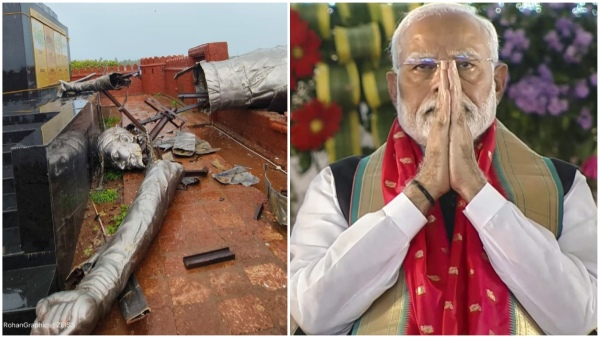 Prime Minister Modi bowed his head and apologized on shivaji statue collapse