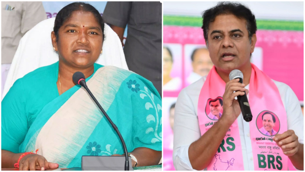 Minister Seethakka fires at KTR for his words on free bus travel for women Minister Seethakka fires at KTR for his words on free bus travel for women