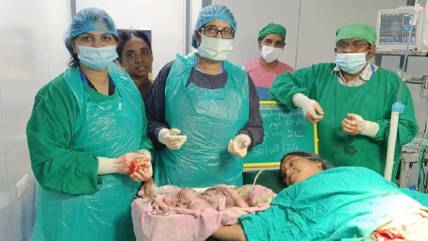 A rare delivery in AP hospital Two boys and a girl babies delivered in one birth