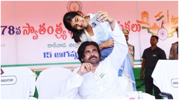 AP Deputy CM Powerstar Pawan Kalyan selfie with daughter