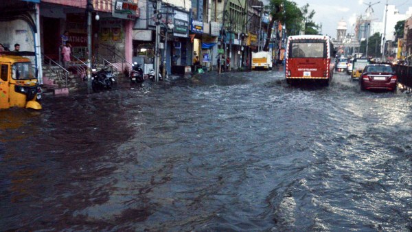 Heavy rain lashed many parts of Hyderabad on Tuesday evening
