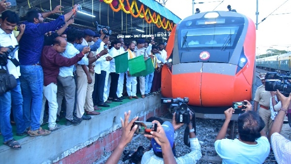 MP Putta Mahesh flagged off Vande Bharat additional stop at Eluru Railway Station