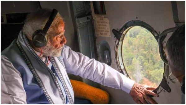 PM Modi Conducts Aerial Survey of Wayanad Kerala After Landslides Wreak Havoc