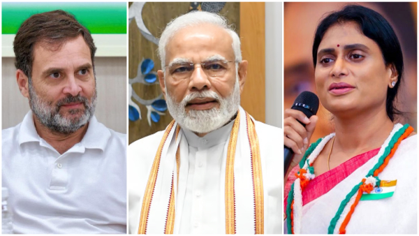 apcc chief ys Sharmila questions pm modi s politics with Rahul Gandhi at red fort apcc chief ys Sharmila questions pm modi s politics with Rahul Gandhi at red fort