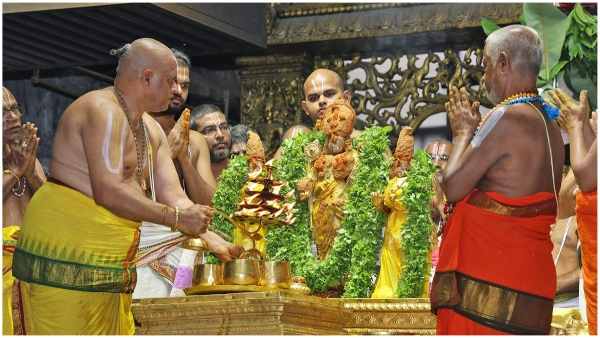 The consecration celebrations at the Tirumala Srivari Temple began in a traditional way The consecration celebrations at the Tirumala Srivari Temple began in a traditional way