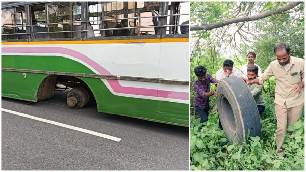 KTR slams Congress govt in Telangana after the two rear tires of the TGSRTC bus blew out