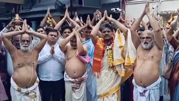 Tirumala Laddu Archakas hold Special pradakshinam and prayer at Chilkur Balaji temple