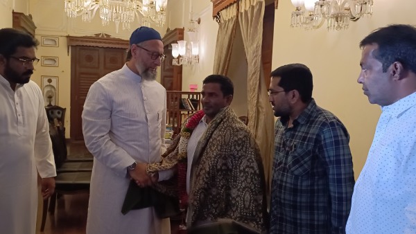 MIM honors Subhan Khan for saving flood victims in Khammam district