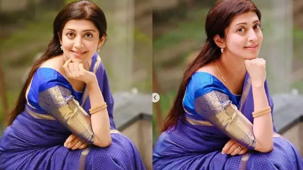 Pranitha Subhash blue color saree goes viral