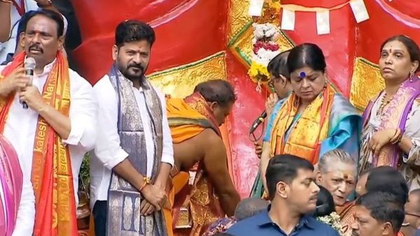 CM Revanth Reddy offered prayers at Khairatabad Ganesh idol in Hyderabad